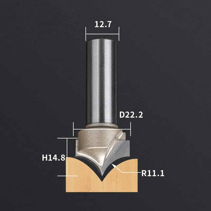 12,7 мм shank-1PCS, станок с ЧПУ деревообрабатывающий фрезерный станок, вольфрамовая твердосплавная Концевая фреза, NeedleNose Гравировальный Бит, МДФ, Деревянный инструмент - Длина режущей кромки: JZD12.7x22.2