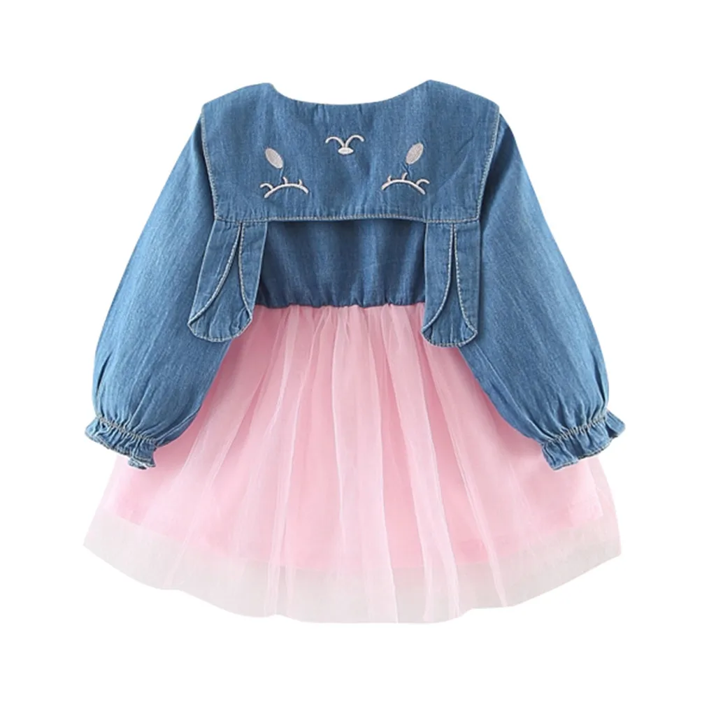 Платье для маленьких девочек vestido Infantil Menina فساتين اطفال фатиновое платье из джинсовой ткани в стиле пэчворк, с рисунком, детские платья с принтом мини-платье Повседневная одежда Z4