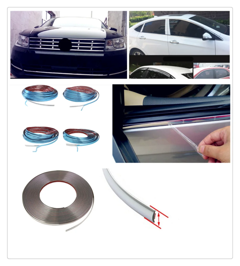 3M DIY car shape chrome decorative strip silver window bright sticker for Ford Taurus Mondeo Galaxy Falcon Everest S-MAX Escort