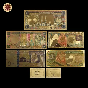 

WR Saudi Products Color Saudi Arabia Gold Banknote 50 Riyal Home Decor Decoration best gift for home collection