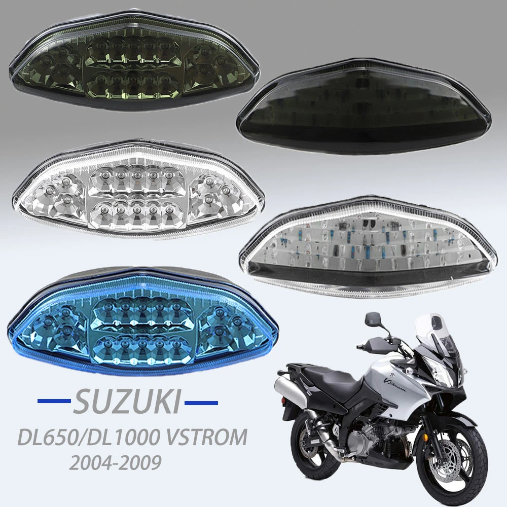 オートバイのストップテールライト オートバイ用 LED リアターンシグナル テールストップライト ランプ 一体型 DL650 DL オートバイ の方向指示器ライト 用 スズキ DL 650 DL 1000 用 ヴストロム 2003-2008 リアテールライトブレーキ オートバイの方向指示器  オートバイ ... に適合する スズキ に適合する V-ストローム DL650 DL1000 2003-2008 に適合する バイク用 リアテールライト