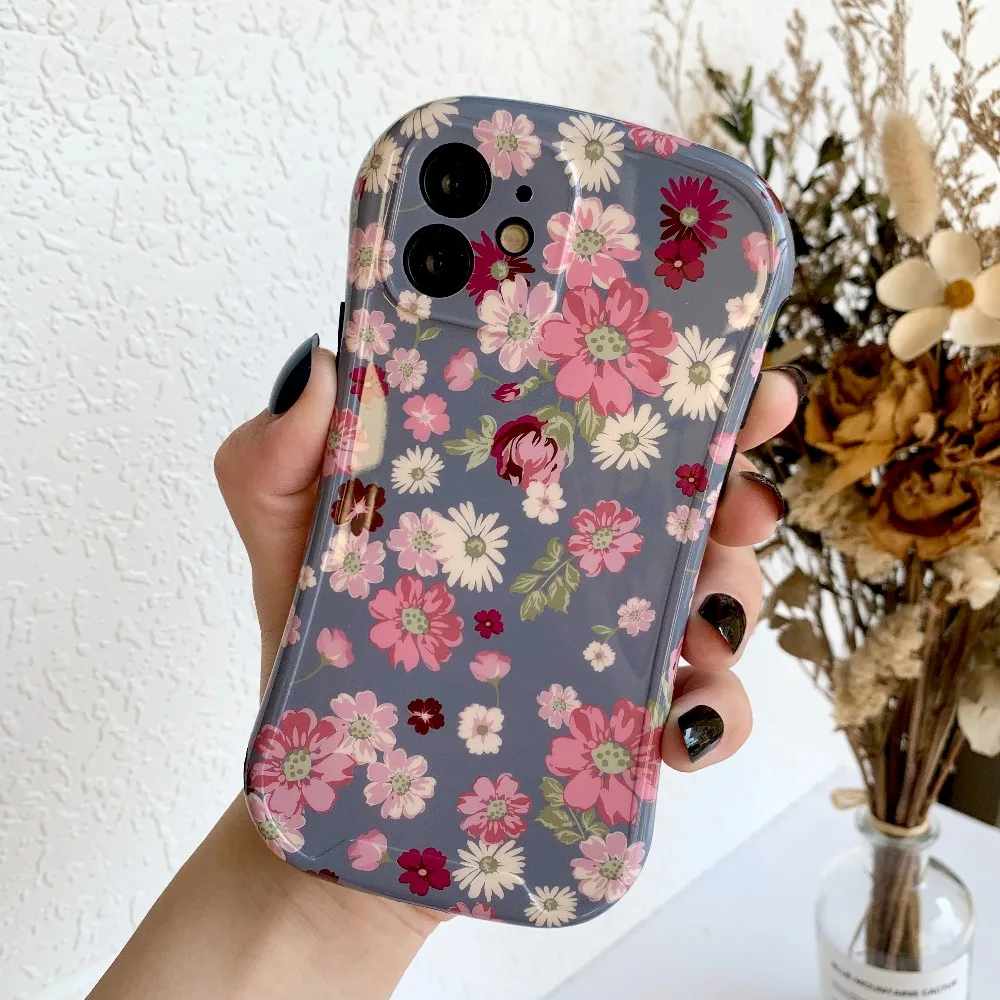 otterbox commuter Fashion Flower Phone Case For iphone 7 8 11 12 Mini Plus XR X XS Pro MAX SE 2020 Luxury Shockproof Silicone IMD Protection Cover rhinoshield case