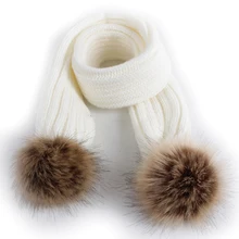 Boy Scarf Baby-Girl Outdoor Children Toddler Winter Warm Pompom Knitted Solid-Color New