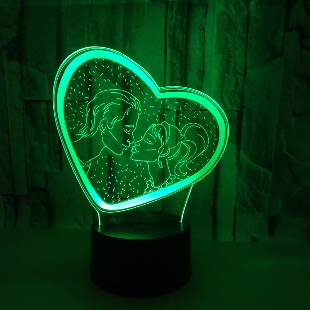 

Valentines day Girlfriend Gift Colorful 3D Night light Love Heart Lamp for Table Lamp Home Decor Lovers Date Gift