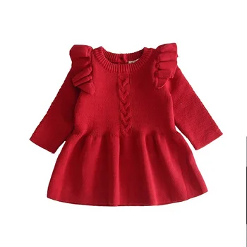 

Fashion Autumn Winter Baby Girls Knit Sweater Dress Princess Elegant Toddler Kids Warm Dresses Infant Children Christmas Clothes