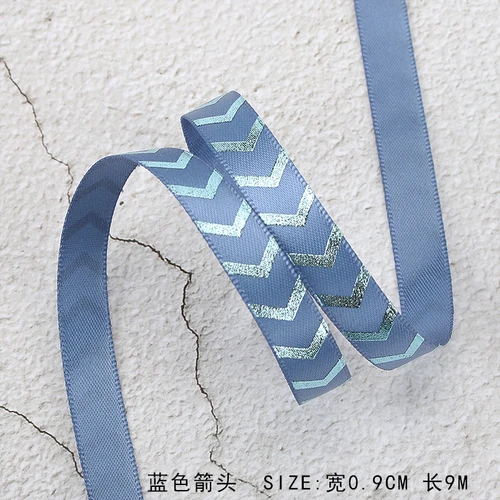 0.9cm blue Белая лента для горячего тиснения из серебряной фольги с принтом в виде корсажной ленты, подарочная упаковка, свадебные аксессуары, ручная работа, галстук, цветочный галстук, материал - Цвет: 0.9cm blue