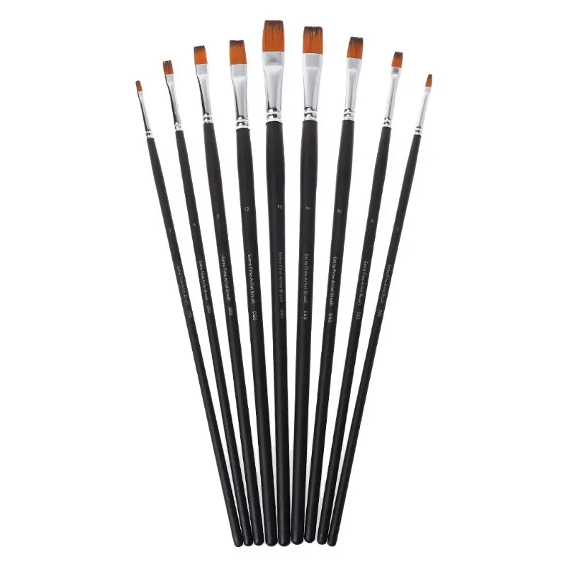 

9Pcs Artists Paint Brush Set For Oil Acrylic Watercolor Painting Brushes Kit Nylon Hair Drawing Art Supplies Craft