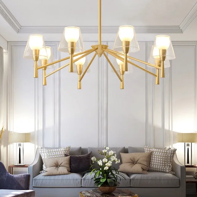 

Post-modern White/Black/Golden LED chandelier lighting Iron Glass Simple hanging lamp study living room restaurant fixtures