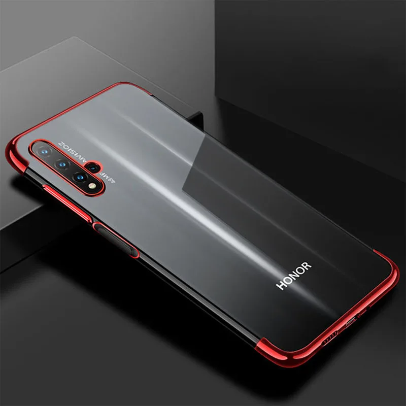 Силиконовый чехол для huawei Nova 5 T, чехол, роскошный бампер, прозрачная задняя крышка, прозрачный чехол для телефона huawei Nova 5 T Nova5T 5 T, чехол - Color: Red