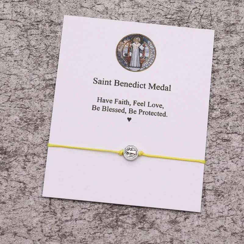 Saint Benedict Wish Bracelet Saint Benedict Charm Red String Protection Bracelet Religious Jewelry Women Men Kabbalah