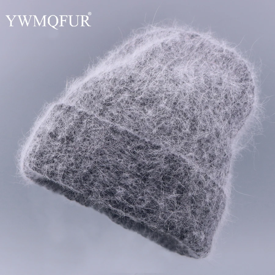 

2019 New Knitted Solid Beanies Caps Autumn Winter Skullies Hats For Women Vintage Rabbit Fur Outdoor Ladies Gorro Ski Girl Hats
