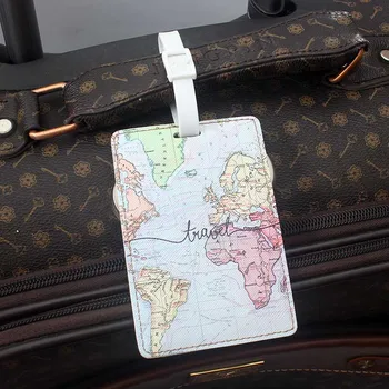 

Simple World Map High Quality Travel Accessories Luggage Tag PU Suitcase ID Addres Holder Baggage Boarding Tag Portable Label