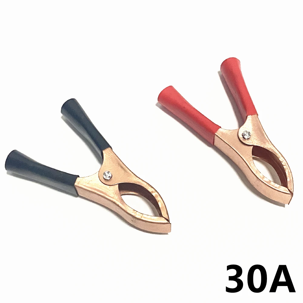 2Pcs/lot 70mm 30A Crocodile Alligator Car Battery Insulated Clips Clamps Red + Black