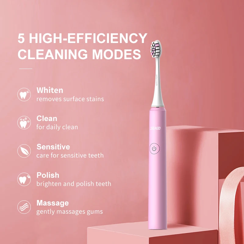 SEAGO Electric Toothbrush USB Fast Rechargeable Sonic Automatic Replacement Tooth Brush Adult Waterproof Whitenig Best Gift SEAGO Electric Toothbrush USB Fast Rechargeable Sonic Automatic Replacement Tooth Brush Adult Waterproof Whitenig Best Gift