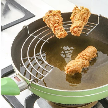

Stainless Steel Shelves Food Cooling Rack Strainer Wok Frying Pan Pot for Fry Drainer Rack Fried Tempura Kitchen Tools