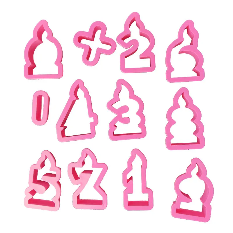 

12Pcs Birthday Cake Number Candle 3D Shape Biscuits Chocolate Cookie Muffin Kitchen Baking Tool Sponge Mousse Dessert Decorating