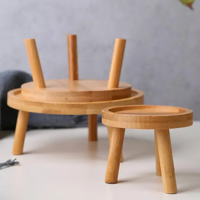 Fa Növény Állvány Ültetvényes Tálca Virág Edény Erős Szabadon Álló Bonsai Tartó Erkély Zamatos Kerek Virágpolc - Image 4