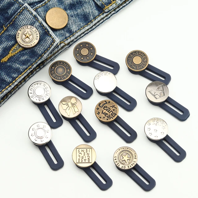 Metal Button Extender for Pants Jeans Free Sewing Buttons Adjustable  Retractable Pants Waist Extenders Button Waistband Expander