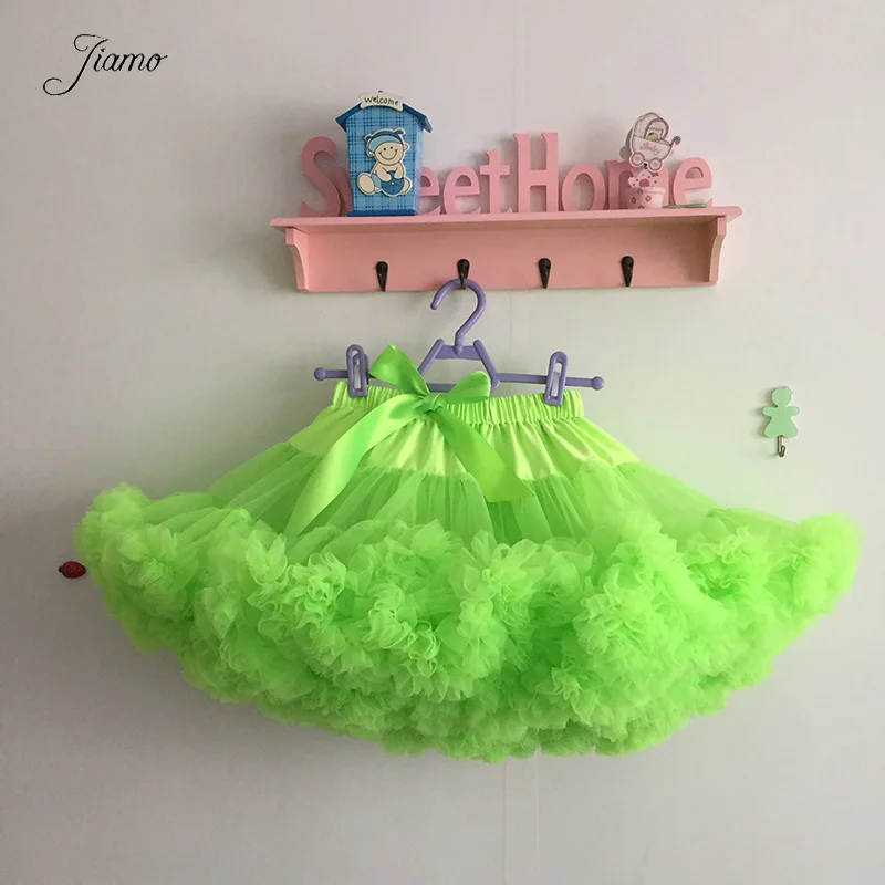 Fluorescent green Пышная юбка-пачка для маленьких девочек 1-18 лет, пышная детская и Женская балетная юбка-пачка для принцесс, вечерние фатиновые юбки для танцев - Цвет: Fluorescent green