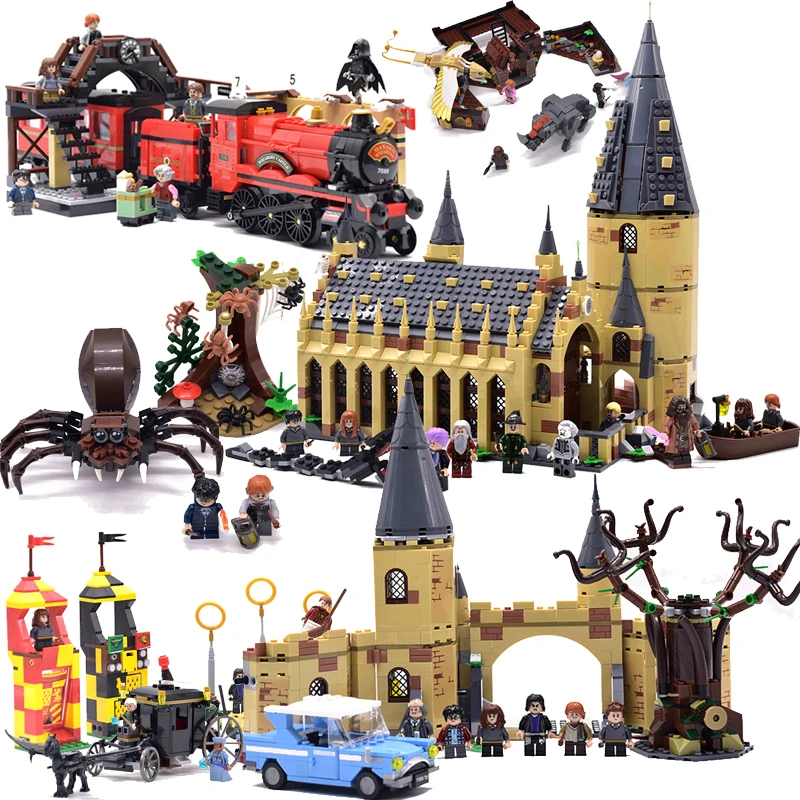 

Harri Castle Express Train Building Blocks House Bricks City Creator Compatible Legoinglys 75951 75955 75954 Toys For Children