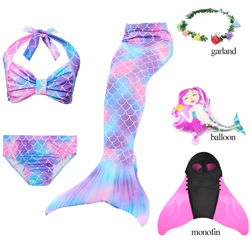 

Girls Mermaid Tails New Hot Kids Swimming Costumes Children Swimsuit Bikini Zeemeerminstaart Cosplay Dress With Monofin D74787CH