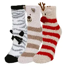 Дизайн, модные женские пушистые носки, 3 пары теплых мягких тапочек, домашние милые носки с животными, носки на год, подарок для взрослых