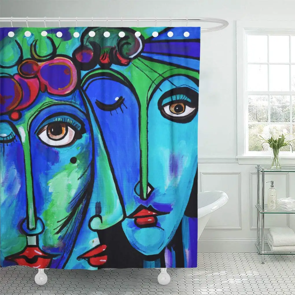 

Colorful Abstract Picasso Three of Pop Faces Home Decor Bathroom Curtains Set