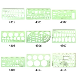 Règles pochoirs en plastique vert pour tracer des formes géométriques, accessoire de dessin, tracé des courbes, outil de mesure, pour étudiants, 18 styles différents 