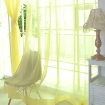 

Fashion Simple Solid Colors Tulle Door Window Curtain Washable Drape Panel Sheer Scarf Valances Translucent Design