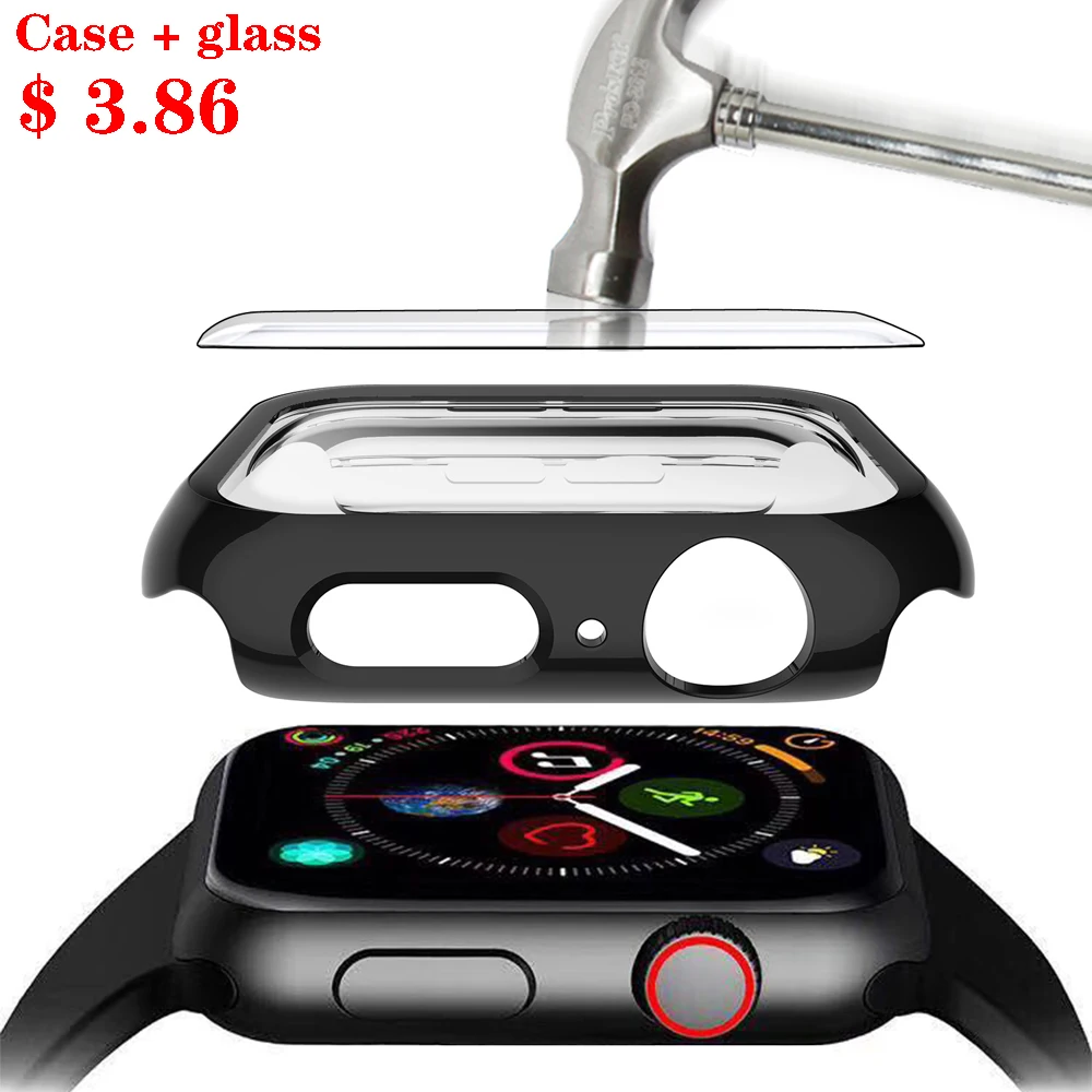 Защитное стекло для экрана для apple watch 4, ремешок для apple watch 4, 3, iwatch, ремешок 44 мм, 40 мм, 38 мм, 42 мм, защитный чехол для ПК, аксессуары для часов