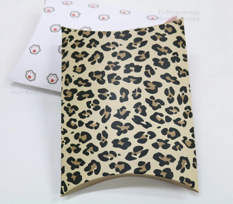 

18*15*4cm Leopard Print design candy paper Box bag, Pillow Shape Gift Boxes, pie Party Box, bags Wedding Favor Children's Day