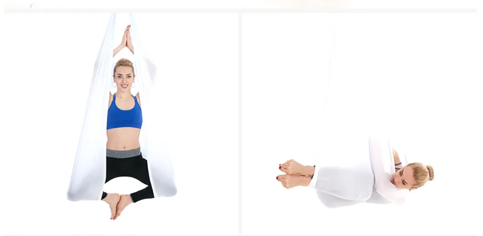 HYD012-W Aerial Silks Equipment Yoga Swing Silk Fabric Tissues Yoga Hammock Medium Stretch for Acrobatic Dance Aerial Silk Inversion Tool - Цвет: HYD012-W