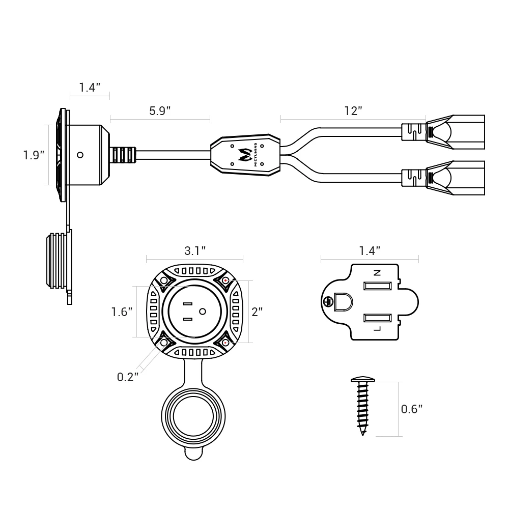 Splitter Cable Power Inlet Port Plug Wire Mictuning 15amp 250v Plug  Power 18 Aliexpress