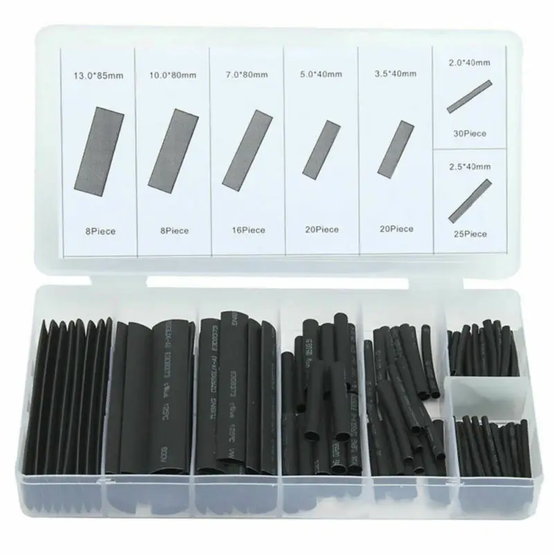 

127 Pcs Heat Shrink Tubing Insulation Shrinkable Tube 2:1 Wire Cable Sleeve Kit