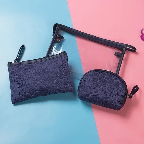 Dark Blue-4897-4 Miyahouse Специальные сумки для Для женщин Make up Мода 3 шт./компл. Водонепроницаемый прозрачные женские туфли на плоской подошве косметички - Цвет: Dark Blue-4897-4