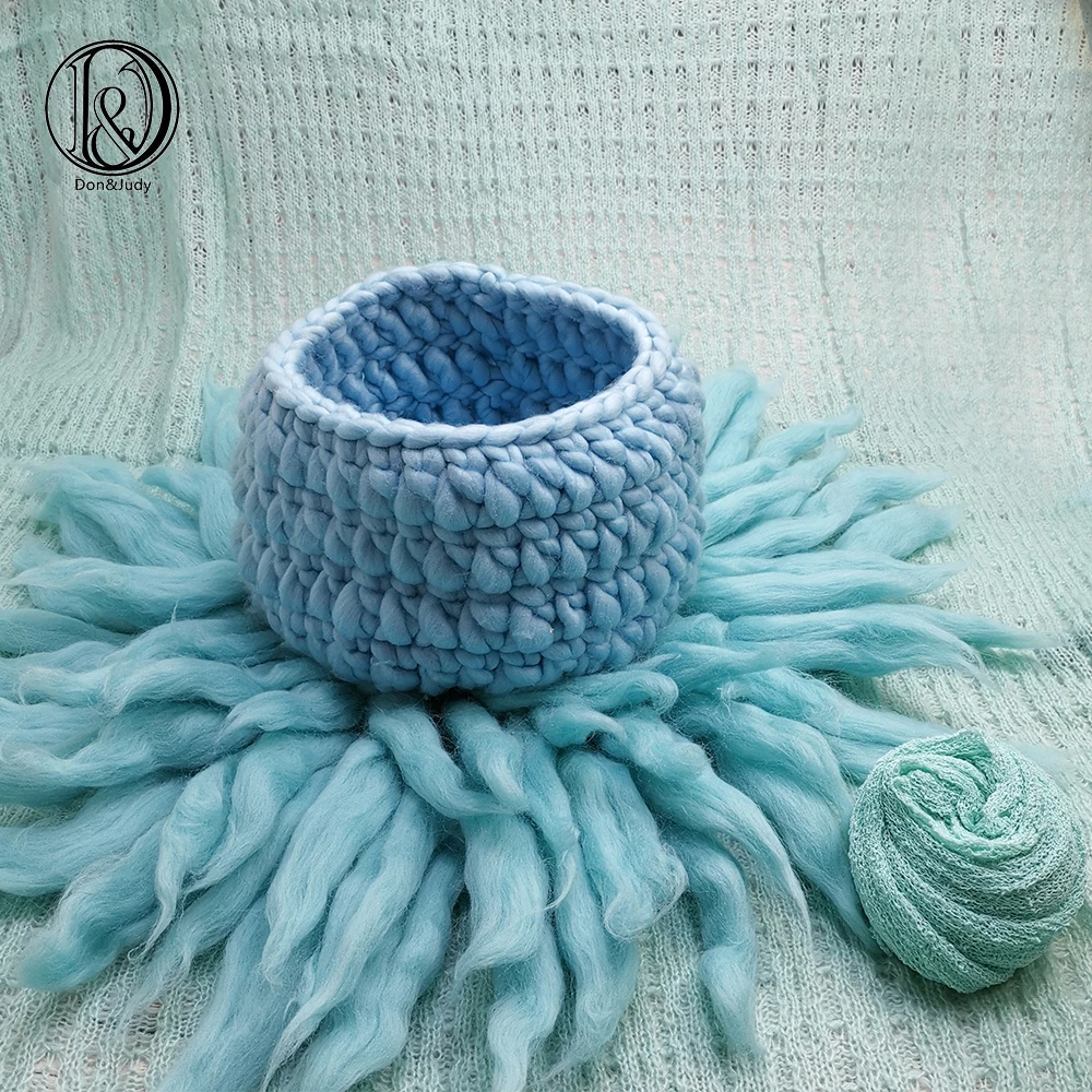 

Don&Judy Newborn Set Dia 65cm Blanket & 150x100cm Backdrop & Basket & 140x30cm Wrap Newborn Blanket Background Photo Shoot Prop