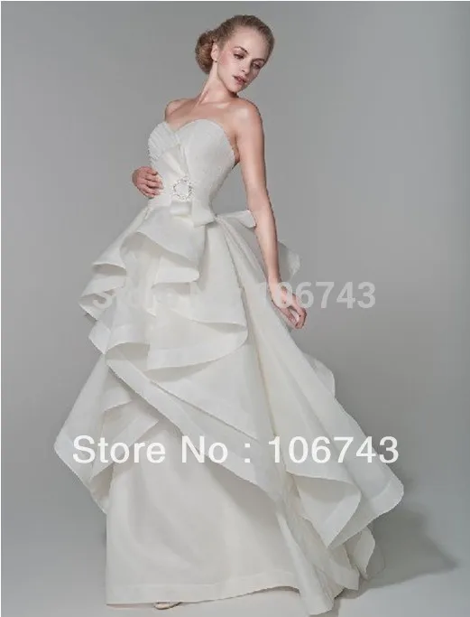 Gratis Verzending 2016 Nieuwe Stijl Bestseller Sexy Bruid Gown Custom Size Boog Tiered Prinses Ivoor Wit Sweetheart Trouwjurk Gratis Verzending 2016 Nieuwe Stijl Bestseller Sexy Bruid Gown Custom Size Boog Tiered Prinses Ivoor Wit Sweetheart Trouwjurk