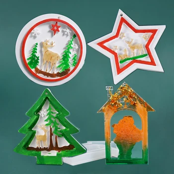 

SNASAN Santa Claus Christmas tree snowman elk Ornaments Silicone Mold Pendant DIY mold UV Epoxy Resin mould Decorative Craft