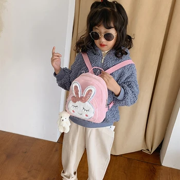 

Children Kids Fashion Casual Cute Cartoon Rabbit Print Bowknot Backpack Girls Books School Shoulder Bags Travel Knapsack
