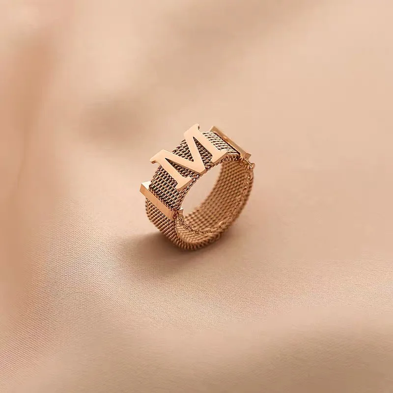 xxixx Titanium Steel Rings For Women New Fashion Letter M Chain Finger Ring Upscale Jewelry Hyperbole Hiphop Punk x-08 | Украшения и