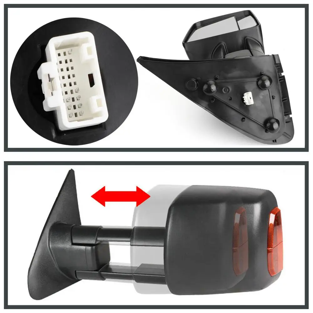  Areyourshop Heated+Power Extend LED Signal Towing Mirrors For Toyota Tundra Sequoia 07-17 Car Mirro - 4000229695986