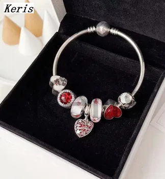 

High Quality 1:1 100% Silver Charm Decorative Glass Bracelet With Free Package