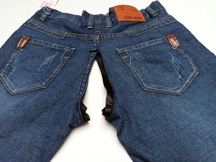 Outdoor Sex Shorts Jeans Pants For Men Clothes Zipper Open Crotch Sexy Adult Male Sexual Denim Trousers Shorts Summer Plus Size