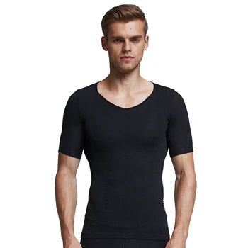 

Men Highly Stretched Slimming Undershirts Shirt Body Shaper Posture Corrector T-shirt Elastic Tee Underwear