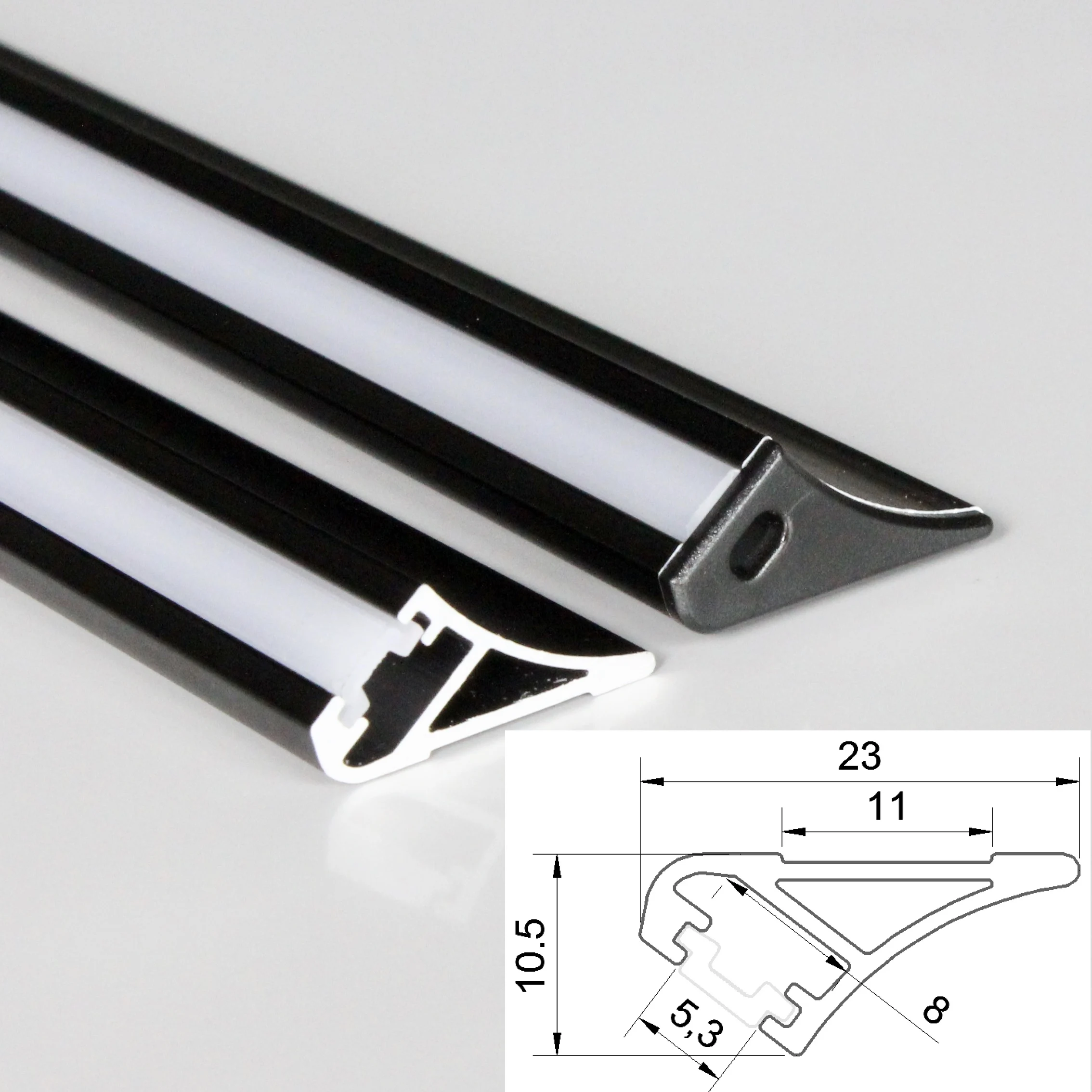 30m (30pcs) a lot 1m per piece black led aluminum profile for led strips with milky diffuse cover