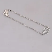 925 пробы серебро браслет символ защиты с украшением в виде кристаллов Звено Цепи Браслет Fit Для женщин бисера браслеты с подвесками сделай сам, ювелирное изделие