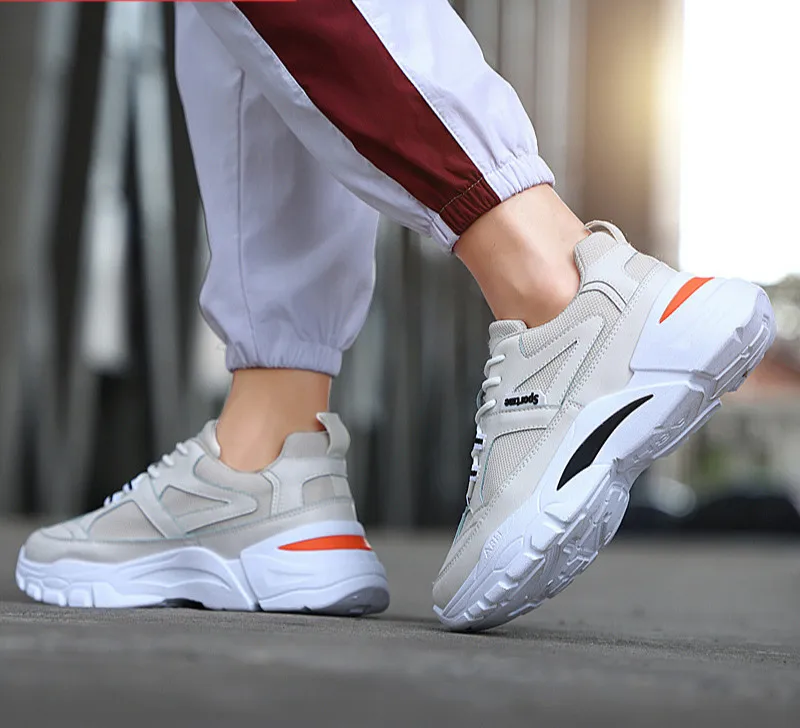 

2019 Men Popular Tennis Shoes Genuine Leather Mesh with Stereo Light and Comfortable Shoes High Quality Sneakers