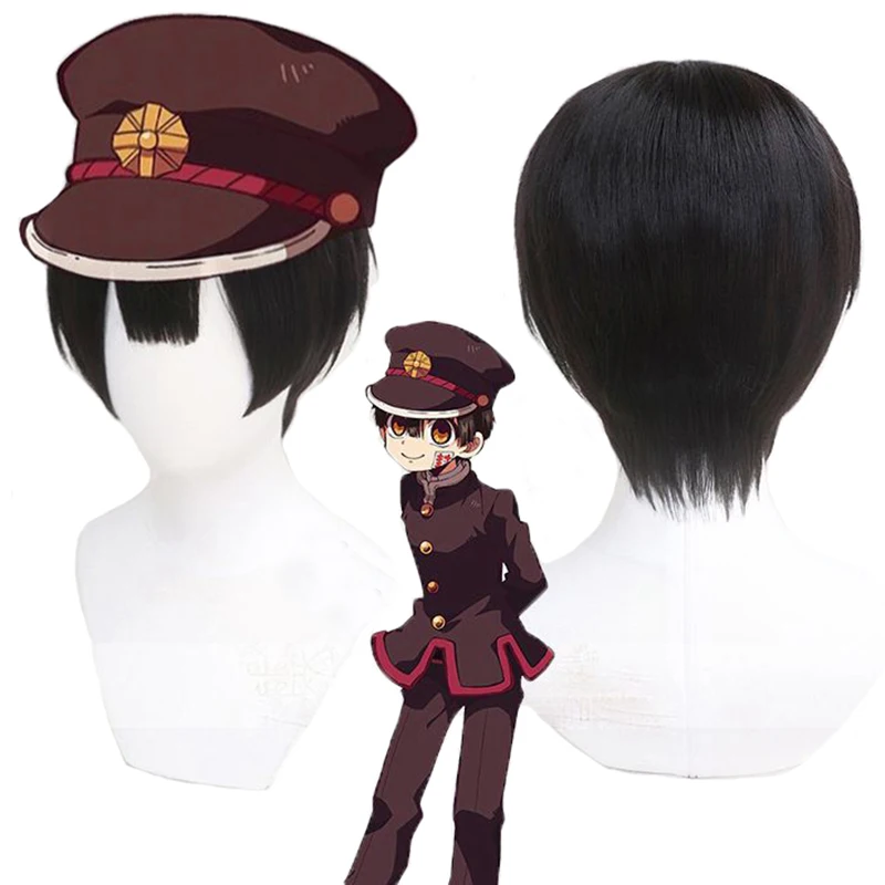 corpse bride costume Jibaku Shounen Hanako Kun Cosplay Wig With Hat Short Black Heat Resistant Synthetic Hair Wigs + Wig Cap plus size costumes