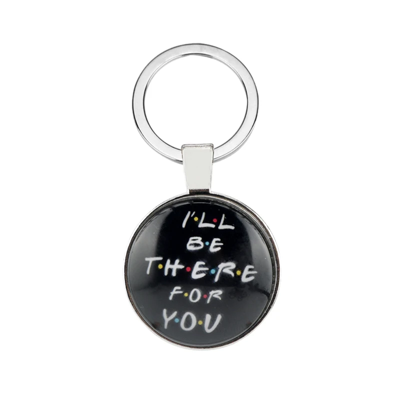 Friends TV Show Keychain Cartoon Funny Pattern Gem Glass Pendant Keyfob
