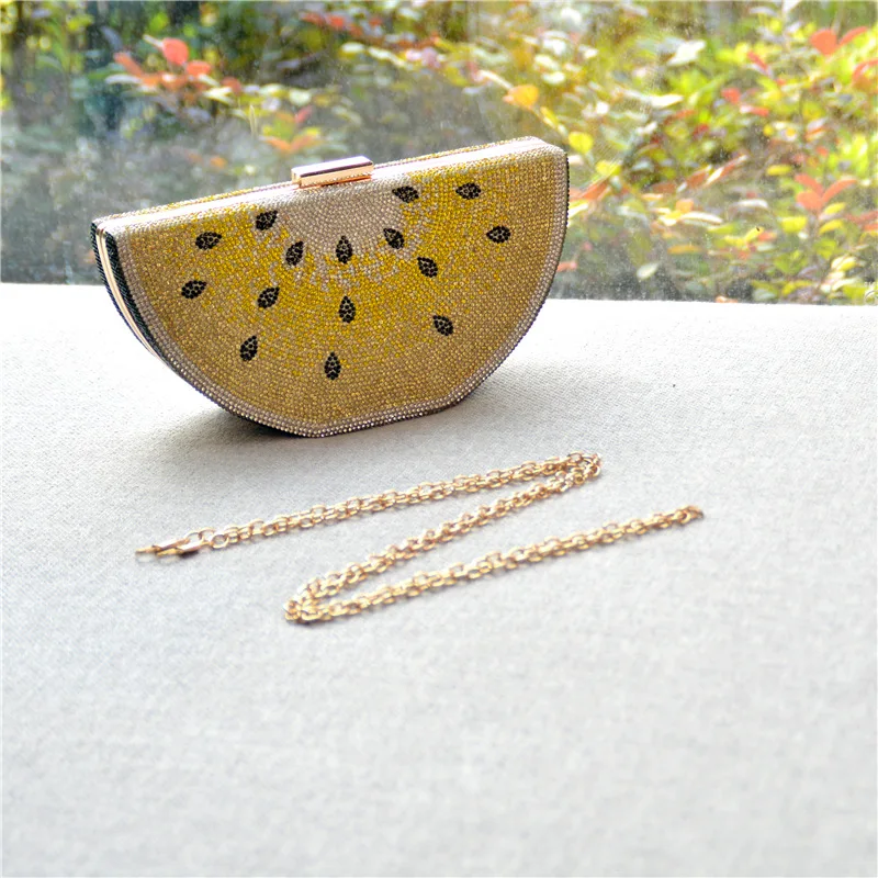 Luxury Fashion Red American Ins Inlaid Diamond Crossbody Handbag Women's Trend Personality Watermelon Ladies Purse Clucth Wallet